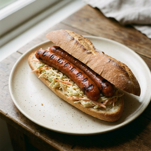 Pain fourré aux saucisses grillées